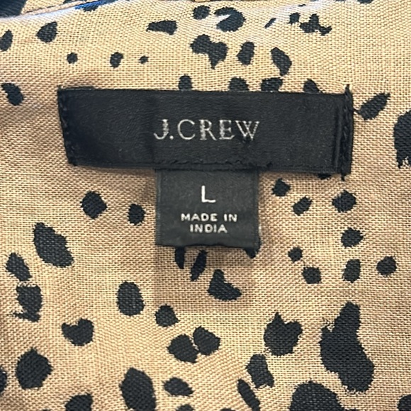 J. Crew animal print leopard button up LINEN/COTTON pajama top long sleeve Large - Picture 7 of 8